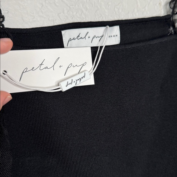 NWT Petal & Pup Rigala Top Black Ribbed Sheer Square Neck Size Medium Whimsigoth - Picture 5 of 8